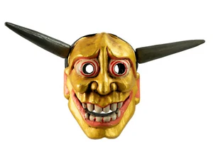Maske Oni Teufel Nô Japanischer Dämon Aus Holz Teufel Noh Hannya Golden # 26023 - Picture 1 of 8