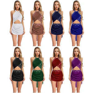 Mujeres Ropa de Baile Malla Transparente Superposición Leotardo Vestido Escenario Performance Vestidos - Imagen 1 de 61