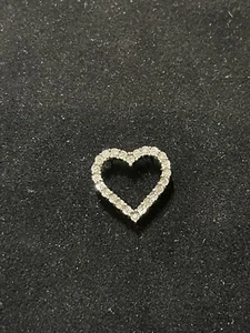 Sterling Silver 925 Open Heart With Diamonds - Pendant - Picture 1 of 5