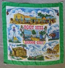 VTG rayon silk blend souvenir scarf Dodge City Boot Hill Western Cowboys Japan