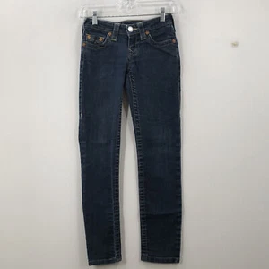 True Religion Damskie Niebieskie Mieszanka bawełny Ciemne kieszenie do prania Denim Skinny Jeans 25 - Zdjęcie 1 z 10
