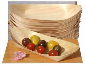 KRAFTZ® 50 Pc Bamboo Wood Boats Disposable Tableware Party Snacks 190 x 95mm - Picture 1 of 1