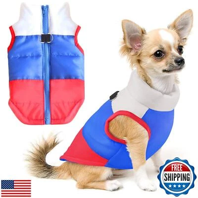 Idepet Pet Dog Cat Coat with Leash Anchor Color Patchwork Padded Puppy Vest J - Image 1 of 4