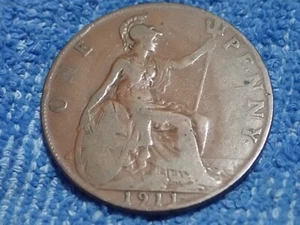 ENGLAND: 1911 GROSSER PFENNIG IN SEHR GUTEM PLUS ZUSTAND! ERSTJAHR KÖNIG GEORGE V! - Bild 1 von 4