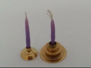 CLARE BELL DOLLHOUSE MINIATURE CHAMBERSTICKS - Picture 1 of 3