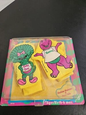 Barney el Dinosaurio Baby Bop Pie Jingles Bebé Calcetines Sonajero Botines De Colección 1993 Foto 1 de 4