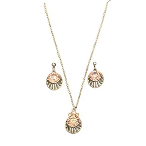 Princess Diana Collection Modeschmuck Halskette Ohrringe Rosa Kunstdiamant - Bild 1 von 9