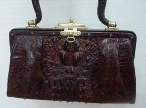Antique Art Deco Genuine Alligator Crocodile Ladies Purse Handbag - Picture 1 of 14