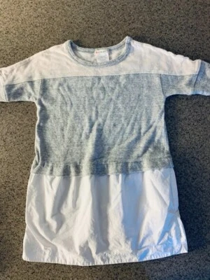 CREWCUTS Short Sleeve Casual Knit Dress Beige White & Silver Metallic Girl's  4 - Image 1 of 4