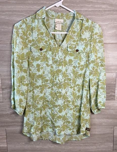 Blusa Matilda Jane Floral Menta y Oliva Mujer XS 3/4 Manga Usada en Excelente Condición - Imagen 1 de 5