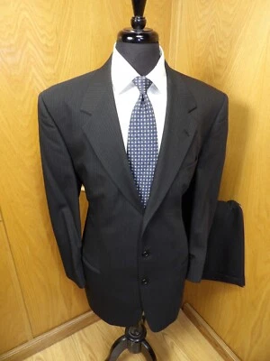 Terno masculino Daniel Hechter 42L 34 X 28 cinza escuro listra mistura de lã T#405 - Imagem 1 de 4