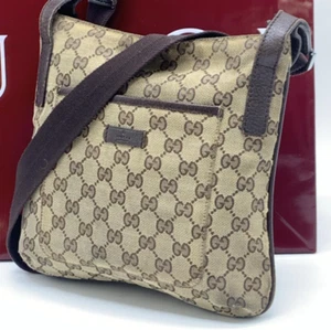 Vintage Excellent Condition Gucci GG Canvas Leather Shoulder Bag Crossbody Brown - Picture 1 of 17