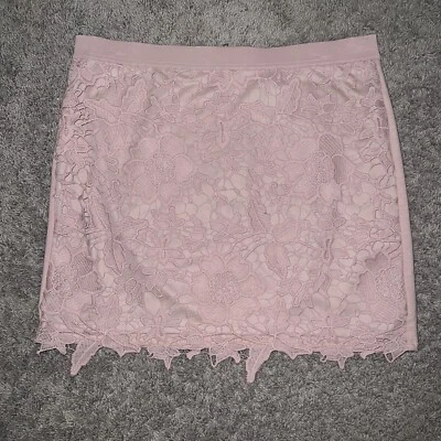 Falda para mujer American Eagle mini talla 12 rosa encaje crochet superposición Foto 1 de 4