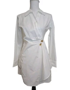 Tanya Taylor Winnie Poplin Mini Wrap Shirtdress White Women’s Size 00 NWT $465 - Picture 1 of 16