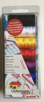 Gutermann Sulky Rayon 40 Machine Embroidery CLASSIC Thread Set - 7 Reels - Image 1 of 4