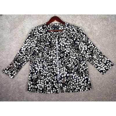 Jessica Howard XL Black Floral Print Open Front Jacket Blazer Size 18 - Image 1 of 4