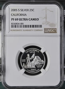 2005 S Silver Proof California quarter Graded by NGC PF 69 ULTRA CAMEO - Picture 1 of 2