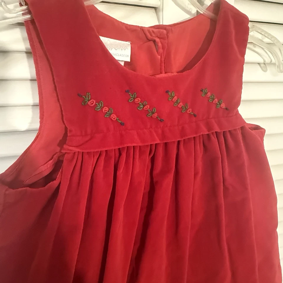 Vestido Samara Niña Fiesta Navidad Bordado Flores Terciopelo Sensación Talla 5 Foto 1 de 4