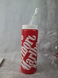 Vintage Marlboro Cigarettes Plastic Water Bottle w/ Straw Made in USA 1992 NOS - Picture 1 of 10