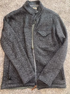 Chaqueta Hombre XL Relwen Gris Cremallera, Buen Estado Bonito Patrón Tweed Preppy! - Imagen 1 de 5