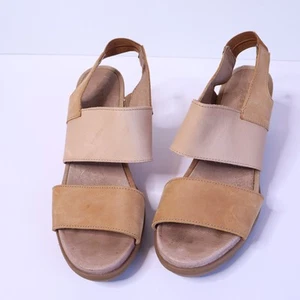 SOREL Joanie II Slingback Wedges Camel Brown Leather Strap Casual Women's 9 - Picture 1 of 11