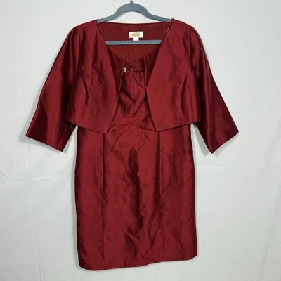 Talbots Dress Suit 14 Cranberry Vintage Two Piece Set Silk Cotton Formal Wedding - Image 1 of 4