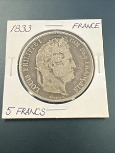 1833 France 5 Francs - Louis Philippe I / Nice Condition - No Reserve! - Picture 1 of 2