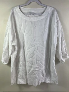 Top J. Jill Pure Jill XL alto bianco 100% lino tunica blusa camicia vestibilità rilassata - Foto 1 di 7
