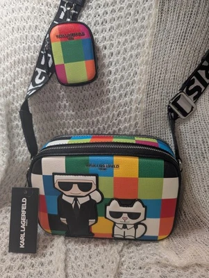 Karl Lagerfeld Cartera Maybelle Multicolor Bandolera Cámara Bolso de Mano Gato NUEVO Foto 1 de 4
