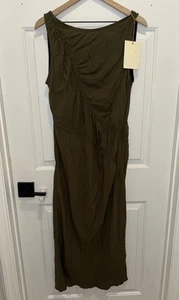 425 $ Siwula Viskose Wellen Trägerkleid Large L olivgrün hergestellt in Los Angeles - Bild 1 von 13