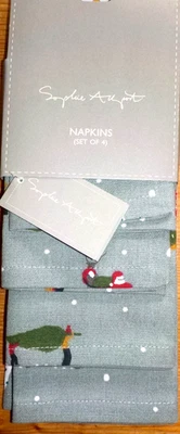 Sophie Allport 'Home For Christmas' Set of 4 Cotton Napkins, BNWT, RRP £23-00 - Image 1 of 4