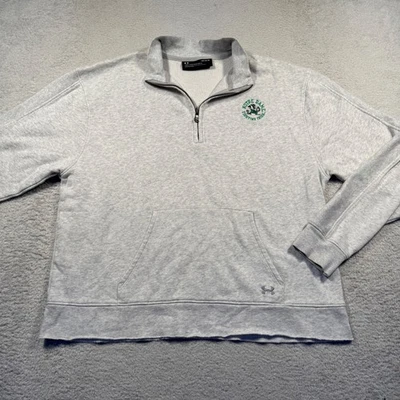 Under Armour Notre Dame 爱尔兰宽松版型灰色 1/4 拉链运动衫原始下摆女式 L — 第 1/4 张图片