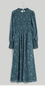 Madewell Crinkle Georgette Lucie Tie-Back Midi Dress in Woodland Floral Size S - Picture 1 of 9
