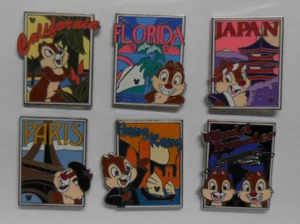 Disney Pin 2008 Hidden Mickey Series Chip N Dale Postcards Set Of 6 Pins - Picture 1 of 9