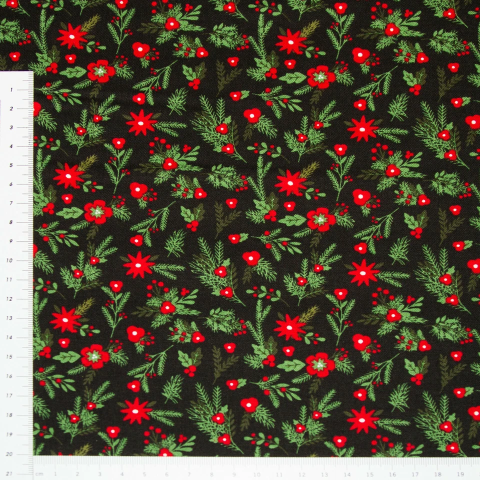 RILEY BLAKE Blüten auf Grün von RileyBakeDesigns Weihnachtsstoff Patchwork (3060)