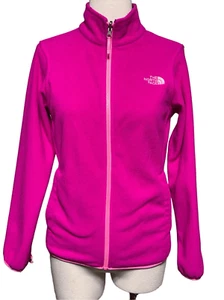 The North Face Hot Pink Girls Front Zip Fleece Jacket Size Large 14/16 - Picture 1 of 5