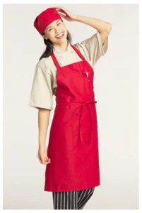 Bib Apron, 2 Pockets, Pencil Pocket, Color: Red, Size: 30" W x 34" L - 3004 - Picture 1 of 1