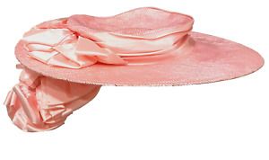 Vintage Alex Wilson of California Hand Made Pink Straw & Ribbon Hat