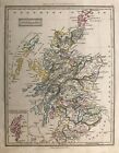 1817 Antyczna mapa; Szkocja z Atlasu Generalnego Ewinga