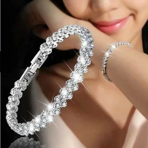 16.5CM Fashion Women's Girls Roman Style Women Crystal Diamond Bracelets Gifts - Picture 1 of 14