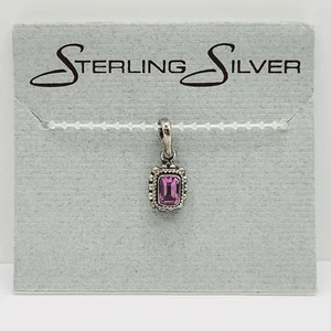 Dainty Purple Clear Sparkling Faceted Stone Sterling Silver Pendant Unused - Picture 1 of 16