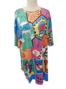 SHEIN Size XL Multicoloured Cartoon Print Short Sleeve Round Neck Knee Length Dr - Picture 1 of 7
