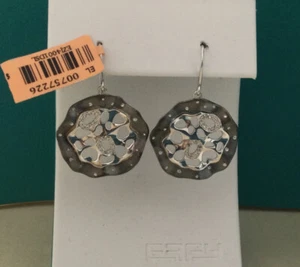 EFFY BH Silver Earring Diamond 0.16 CT’s Round Shap W. White & Black Rhodium NWT - Picture 1 of 9