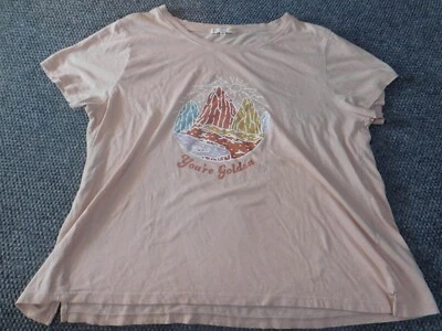 C&C California Womens Blouse 2X Plus Pink graphic top pullover - Image 1 of 4