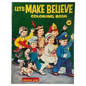 Vintage Coloring Book Let's Make Believe Activity Book 1950s Whitman Retro Kids - Picture 1 of 14