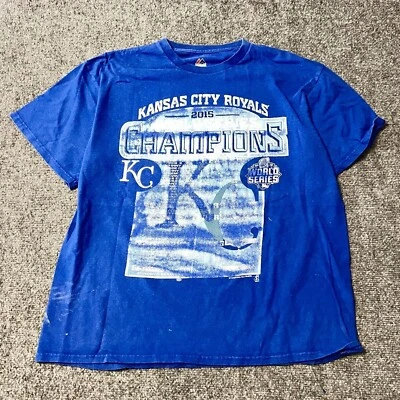 Camisa Majestic Para Hombre Grande Azul Kansas City Royals Champions Manga Corta Usada en Excelente Condición Foto 1 de 4