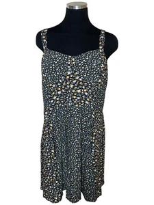 American Eagle Dress Size XL Smocked Sleeveless Ditsy Floral Dark Fairy Padded - Picture 1 of 14
