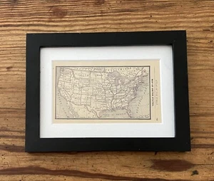 1888 Antique Framed Original United States Map Tiny US Map - Picture 1 of 2