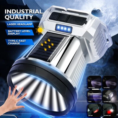 Torcia frontale LED solare induzione USB ricaricabile pesca esterno - Immagine 1 di 4