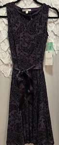 Haani Petite Purple Stretch Paisley Sleeveless Fit And Flare Dress PS New - Picture 1 of 11